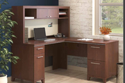 L Desk with Overhead Storage